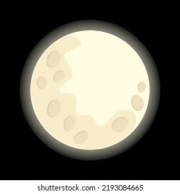 La superficie de la luna con cráteres sobre un fondo oscuro. Luna llena.