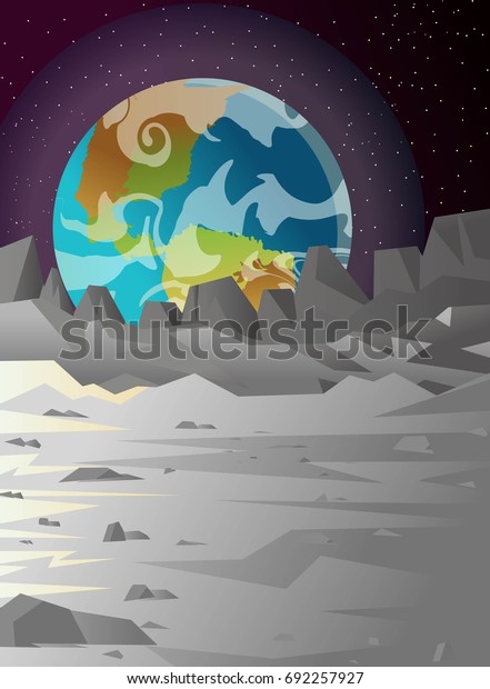 surface of the moon with
earth globe