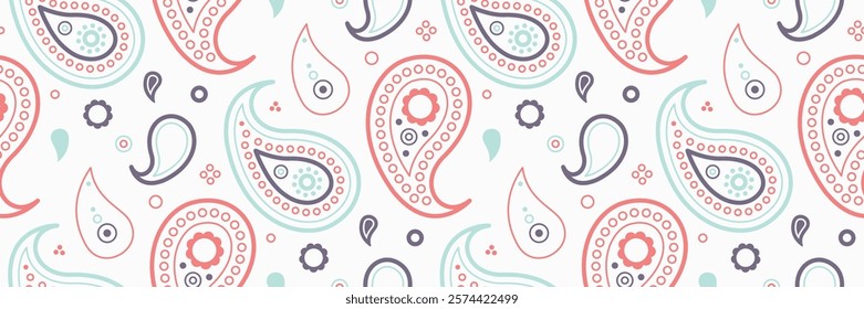 Surface paisley as pastel national. Royalty custom on repetition ethnicity. East geometry of seamless image. Modern retro by repeating poster.