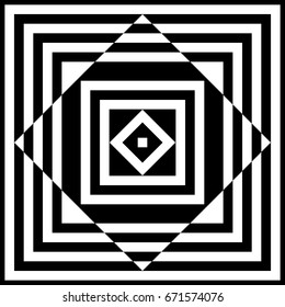 Surface pattern design with squares, triangles, rhombuses. Black polygons abstract. Ethnic embroidery background. Mandala wallpaper. Carpet motif. Digital paper with ancient ornament. Vector image.