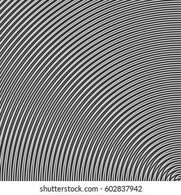 Surface pattern design with symmetrical curves ornament. Rounded color lines. Striped motif. Vinyl wallpaper. Digital paper for page fills, web designing, textile print. Vector art illustration.