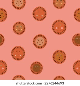 Surface pattern, imaginary abstract faces. Backdrop design, dude strange appearance. For wrapping paper, textile, branding
