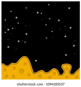 Surface of planets and stars in the sky. Planetary space illustration. 