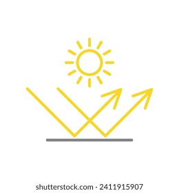 Surface reflection icon vector, sun resistant protection icon 