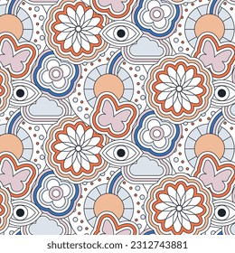 Surface seamless pattern design made of geometric lines and graphic elements. Repeating tiles design.