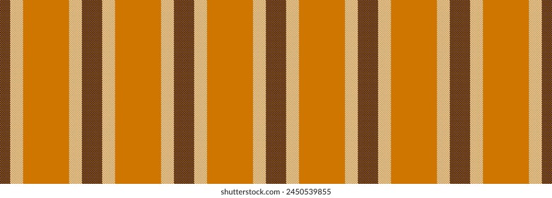Surface stripe textile fabric, customizable texture vertical lines. Attire seamless vector pattern background in orange and white color.
