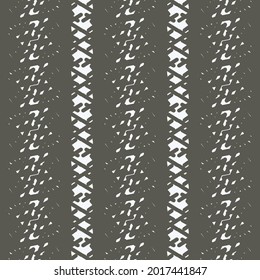 Surface with stripes or wide bands, decorated with broken lines and flickering flecks. Monochrome decorative graphics.