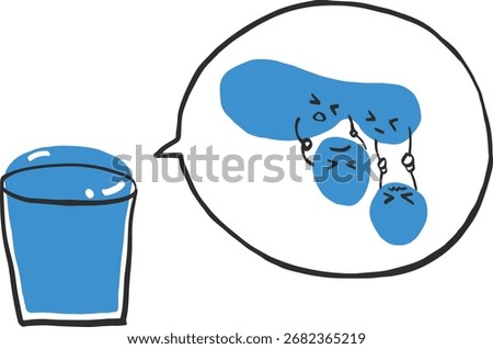 Surface Tension Illustration for science or physics education.Water Molecules in a Glass. 