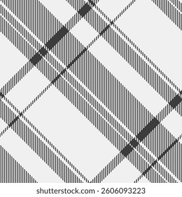 Surface textile background fabric, form texture pattern seamless. Sample check tartan plaid vector in white and grey colors palette.