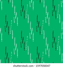 Surface texture brush stroke, ink, stains seamless vector pattern. Green background.