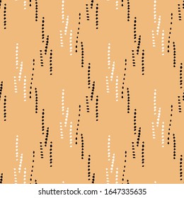Surface texture brush stroke, ink, stains seamless vector pattern. Peachy, black and white colors.