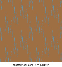 Surface texture brush stroke, ink, stains seamless vector pattern. Pastel brown and blue colors.