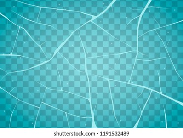 The surface texture is cracked on ice, isolated on a transparent background. Snow backdrop. Design for banner, flyer, cards, print.