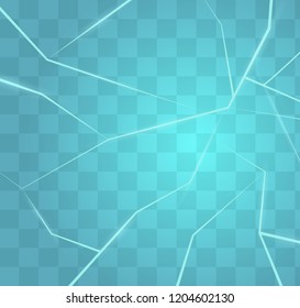 The surface texture is cracked on ice, isolated on a transparent background. Vector illustration. Broken glass.