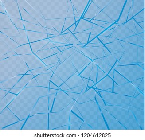 The surface texture is cracked on ice, isolated on a transparent background. Vector illustration. Broken glass.surface texture is cracked on ice.