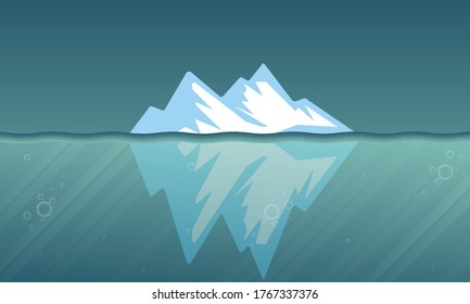 Surface and underwater iceberg, vector art illustration.