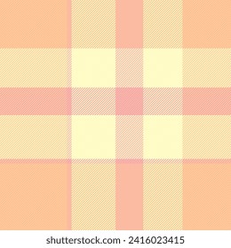Surface vector check pattern, plank background tartan texture. Sparse seamless textile plaid fabric in orange and light color.