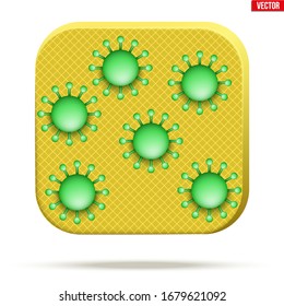 Superficie con virus. Icono conceptual de superficie infectada e higiene personal. Ilustración vectorial aislada en fondo blanco.
