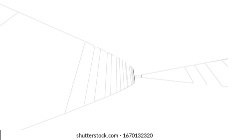 The surface of the walls of the restaurant in a linear design hypertrophied perspective