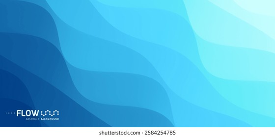 Surface of water. Blue abstract background. Ocean or seascape. Realistic landscape with waves. Cover design template. 3d vector illustration for banner, flyer, poster or brochure.