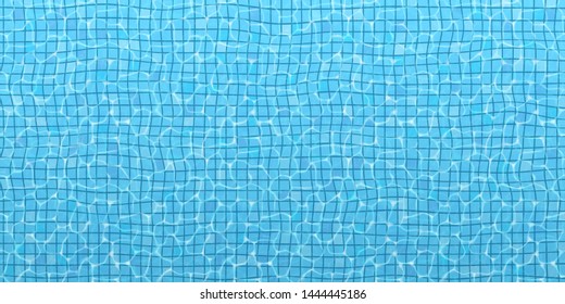 The surface of the water in the pool, top view. Vector blue summer background (size 2:1). EPS 10.