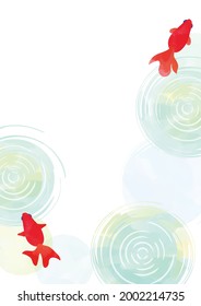The surface of the water where the goldfish are swimming