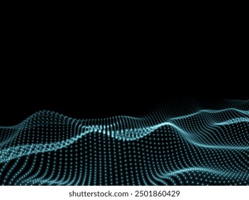 Surface Wave Background. Digital Pattern. Points Scientific Texture. Technology Backdrop. Vector illustration