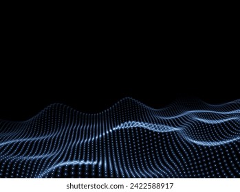 Surface Wave Background. Scientific Backdrop. Abstract Digital Texture. Technology 3d Pattern. Vector illustration