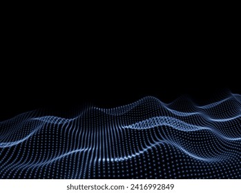 Surface Wave Background. Technology Backdrop. Digital Abstract Texture. 3d Pattern. Vector illustration