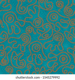 Surface with a wavy elements. Imitation of ethnic embroidery on canvas texture. Seamless vector image.