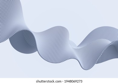 Surfaces with a stunning futuristic composition of the array with dynamic emitted particle backgrounds. Volume waves formed from many spheres. Modern technology design template in abstract style.