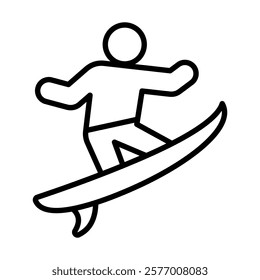 Surfboard Action icon line vector illustration