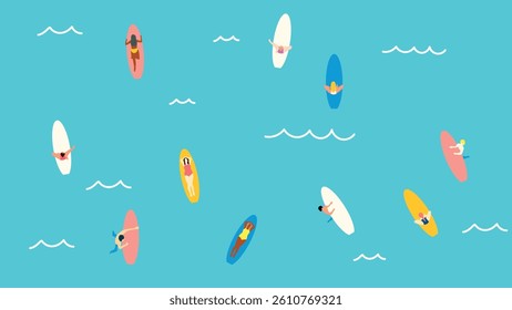 Surfboard background. Vector illustration. Flat design. Surfing.