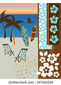 surfboard beach scene