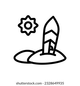 surfboard black white icon in line style
