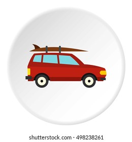Surfboard car icon. Flat illustration of car vector icon for web design