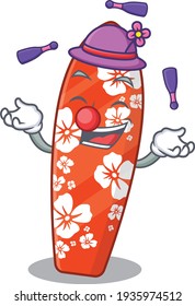 A surfboard cartoon design style love playing juggling. Vector illustration