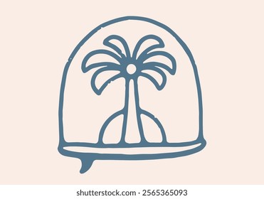 Surfboard with coconut tree on the beach