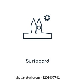 Surfboard concept line icon. Linear Surfboard concept outline symbol design. This simple element illustration can be used for web and mobile UI/UX.