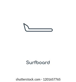 Surfboard concept line icon. Linear Surfboard concept outline symbol design. This simple element illustration can be used for web and mobile UI/UX.