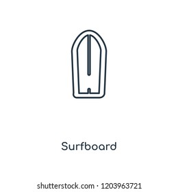 Surfboard concept line icon. Linear Surfboard concept outline symbol design. This simple element illustration can be used for web and mobile UI/UX.