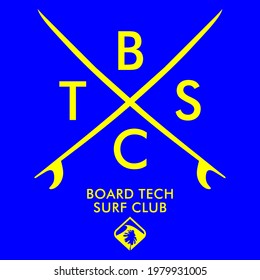 SURFBOARD CROSS LOGO VECTOR STAMP