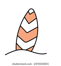 Surfboard in doodle style. Vector isolated on white background