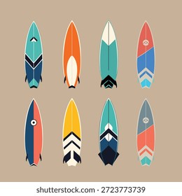 surfboard element collection white background