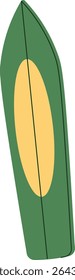 Uma prancha de surfe com um design oval alongado em um estilo vetorial limpo. A forma elegante do tabuleiro é realçada com um motivo oval central. Ilustração de vetor de desenhos animados.