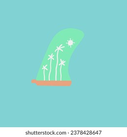 Surfboard  fin in the blue background