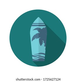 Surfboard flat icon with long shadow. Colorful illustration of surfboard. Vector.