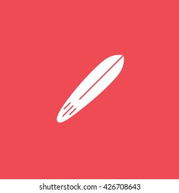 Surfboard Flat Icon On Red Background