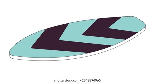 Surfboard flat line color isolated vector object. Water sports equipment. Beach leisure. Editable clip art image on white background. Simple outline cartoon spot illustration for web design