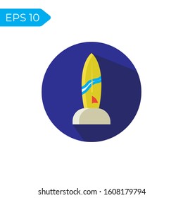 Surfboard flat minimalist icon design summer theme